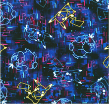 Load image into Gallery viewer, Pokemon Neon Lights 23124-69 Midnight - Robert Kaufman - 1/2 Meter - Cotton Fabric
