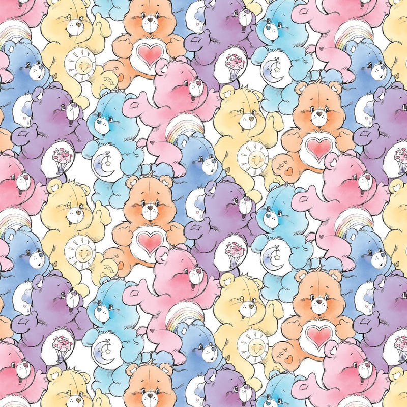 Care Bears - Sketch Art - Care Bears Packed Multi Fabric - 1/2 Meter - Cotton Fabric