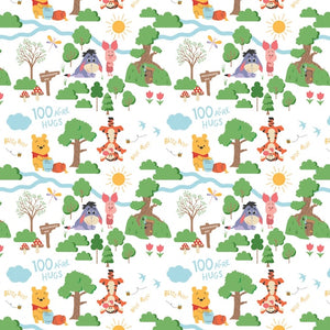 Disney - The Day of the Little World Collection - 100 Acre Hugs - White Fabric - 1/2 Meter - Cotton Fabric