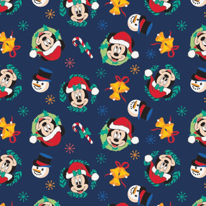 Character Winter Holiday II - Mickey and Friends - Navy Fabric - 1/2 Meter - Cotton Fabric