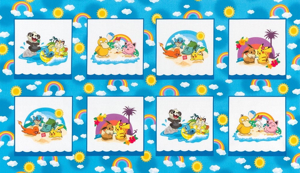 Sunny Day Pokemon Panel #2 - Cotton Fabric