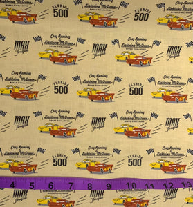 Cars Collection III by Disney-Pixar - Speed Challenge - Cream Fabric - 1/2 Meter - Cotton Fabric