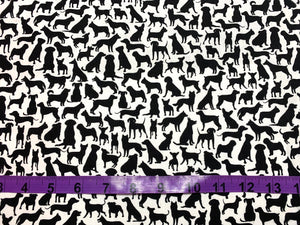 Dogs C-8921 - White Fabric - 1/2 Meter - Cotton Fabric