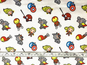 Marvel Kawaii Action Toss Bamboo Flannel Fabric - 1/2 Meter