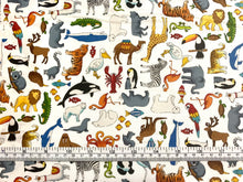 Load image into Gallery viewer, Wildlife by Makower UK - White Fabric - 1/2 Meter - Cotton Fabric
