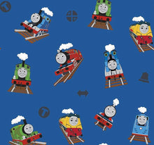 Load image into Gallery viewer, Thomas and Friends Main Blue Fabric - 1/2 Meter - Cotton Fabric
