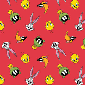 Looney tunes Red Flannel Fabric - 1/2 Meter