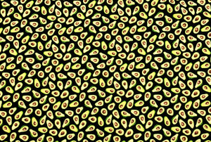 Avocado - Black Fabric - 1/2 Meter - Cotton Fabric