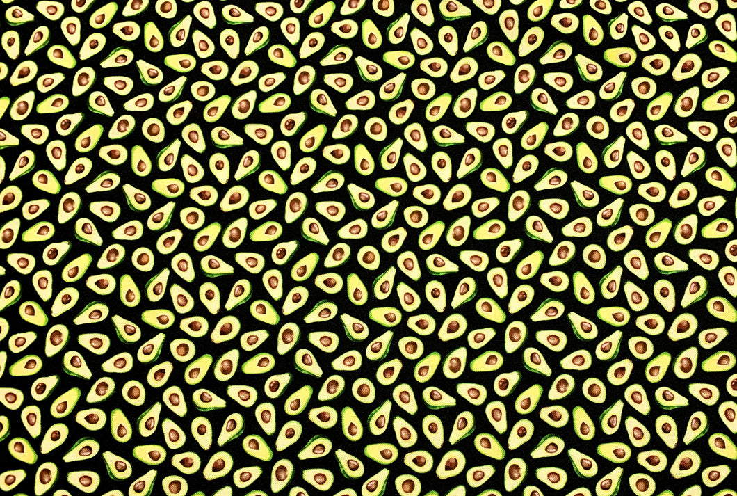 Avocado - Black Fabric - 1/2 Meter - Cotton Fabric