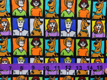 Load image into Gallery viewer, Scooby Doo Profile Blocks - Black Fabric - 1/2 Meter - Cotton Fabric
