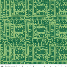 Load image into Gallery viewer, Thomas and Friends Text Green Fabric - 1/2 Meter - Cotton Fabric
