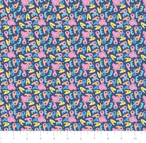 Peppa Pig - Peppa Face Toss - Navy Fabric - 1/2 Meter - Cotton Fabric