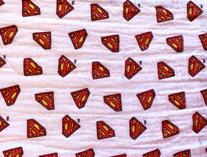 SuperMan Logo Fabric - 1/2 Meter - Swaddle Muslin