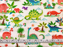 Load image into Gallery viewer, Dino Friends - Cream Fabric - 1/2 Meter - Cotton Fabric
