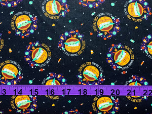 Mandalorian- Halloween Force Treats - Black Fabric - 1/2 Meter - Cotton Fabric