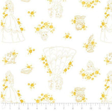 Load image into Gallery viewer, Beauty And The Beast -White Fabric - 1/2 Meter - Cotton Fabric
