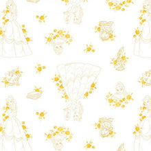 Load image into Gallery viewer, Beauty And The Beast -White Fabric - 1/2 Meter - Cotton Fabric
