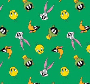 Looney tunes Green Flannel Fabric - 1/2 Meter