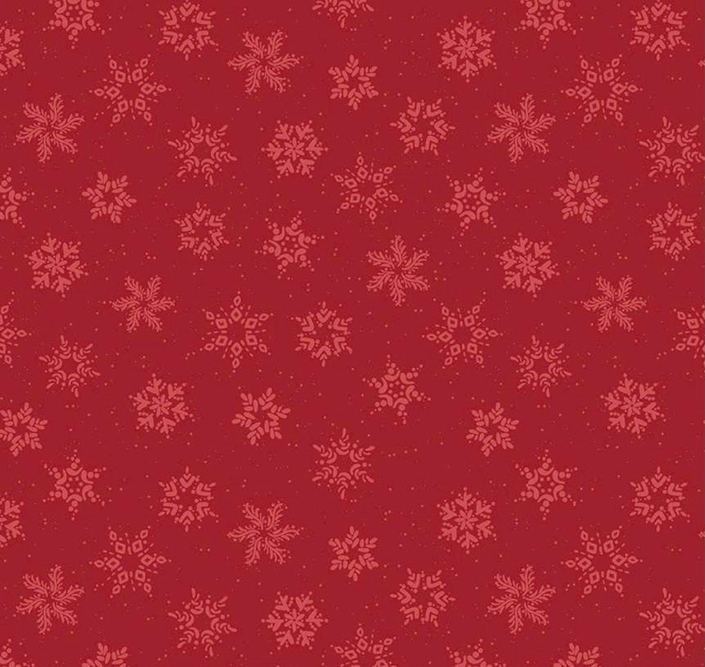 Snowflake C10713 Red Fabric - 1/2 Meter - Cotton Fabric