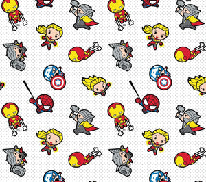 Marvel Kawaii Action Toss Bamboo Flannel Fabric - 1/2 Meter