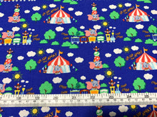 Load image into Gallery viewer, Disney - The Day of the Little World Collection - Circus Train - Blue Fabric - 1/2 Meter - Cotton Fabric
