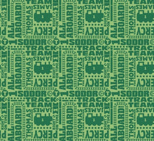 Load image into Gallery viewer, Thomas and Friends Text Green Fabric - 1/2 Meter - Cotton Fabric
