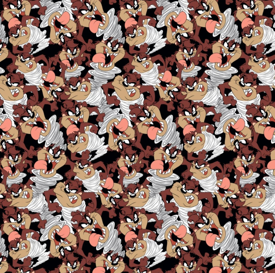 Looney Tunes - Taz Flannel Fabric - 1/2 Meter