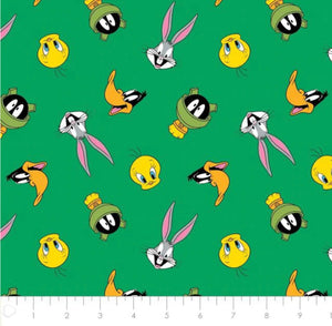 Looney tunes Green Flannel Fabric - 1/2 Meter