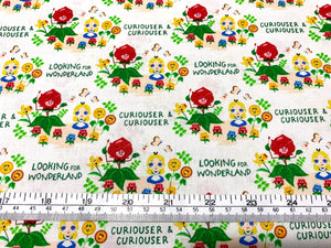 Disney - The Day of the Little World Collection - Curiouser - White Fabric - 1/2 Meter - Cotton Fabric