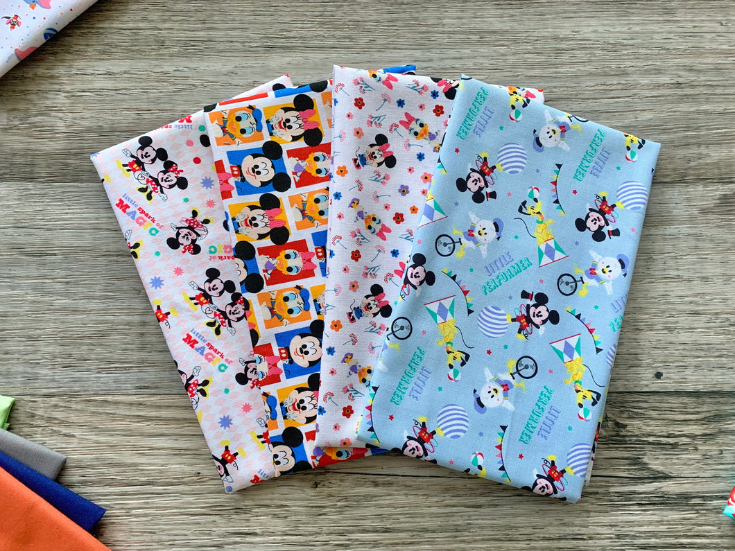 Baby Mickey and Friends 4 PCS Fat Quarter Bundle - Cotton Fabric