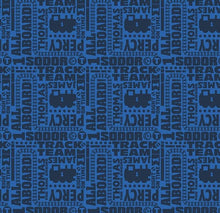 Load image into Gallery viewer, Thomas and Friends Text Navy Fabric - 1/2 Meter - Cotton Fabric
