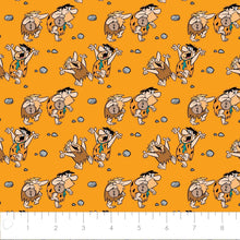 Load image into Gallery viewer, The Flintstones - Fred and Barney - Orange Fabric - 1/2 Meter - Cotton Fabric
