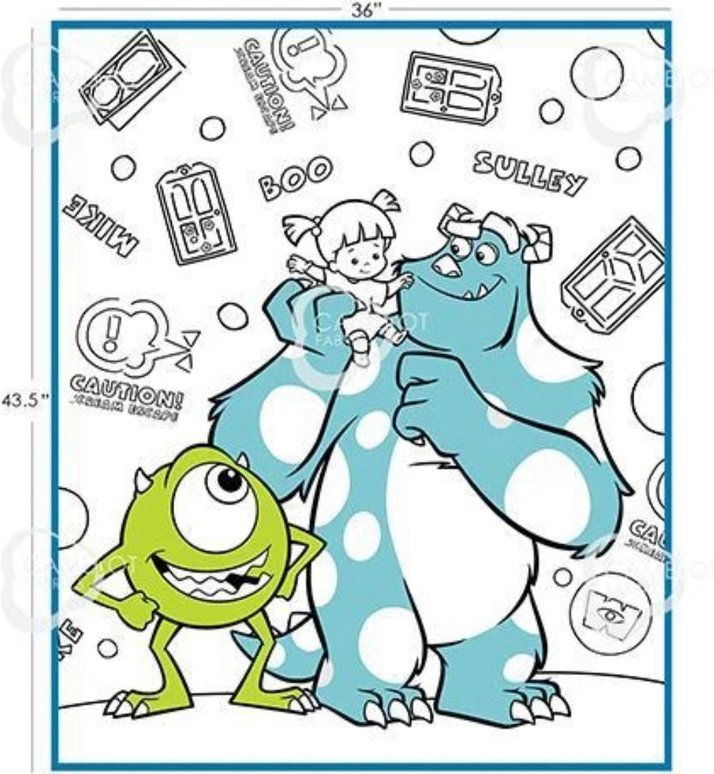 Monsters Color Me Panel - Cotton Fabric