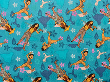 Load image into Gallery viewer, Disney Raya and the Last Dragon - Characters Toss - Teal Fabric - 1/2 Meter - Cotton Fabric
