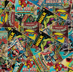 MARVEL COMICS - Comic Book Covers - 1 Yard Cut - Cotton Fabric