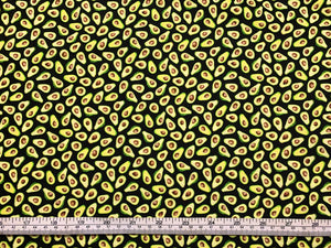 Avocado - Black Fabric - 1/2 Meter - Cotton Fabric