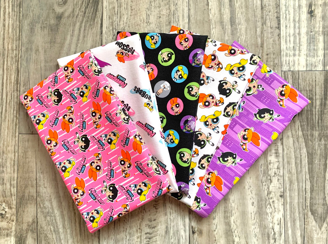 PowerPuff 5 PCS Fat Quarter Bundle - Cotton Fabric