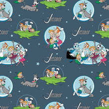Load image into Gallery viewer, The Jetsons - Jetsons All Characters - Blue Fabric - 1/2 Meter - Cotton Fabric
