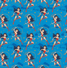 Load image into Gallery viewer, Young DC Wonder Woman Blue 23421455L 02 Fabric - 1/2 Meter - Cotton Fabric
