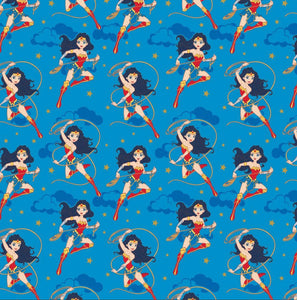 Young DC Wonder Woman Blue 23421455L 02 Fabric - 1/2 Meter - Cotton Fabric