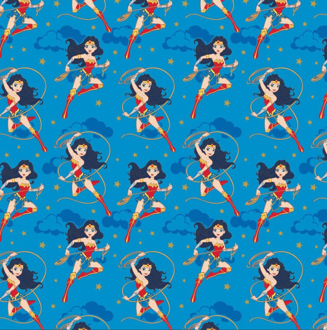 Young DC Wonder Woman Blue 23421455L 02 Fabric - 1/2 Meter - Cotton Fabric