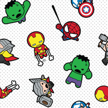 Load image into Gallery viewer, Marvel Kawaii Action white Fabric - 1/2 Meter - Knit Fabric
