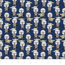 Load image into Gallery viewer, Mando Hello Friend Navy Flannel Fabric - 1/2 Meter
