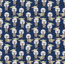 Load image into Gallery viewer, Mando Hello Friend Navy Flannel Fabric - 1/2 Meter
