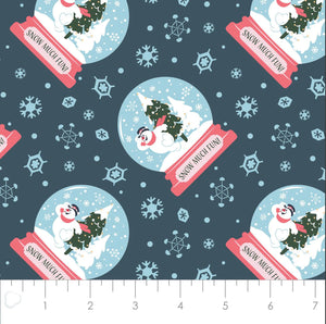 Character Winter Holiday III - Frosty Snow Globe - Navy Fabric - 1/2 Meter - Cotton Fabric