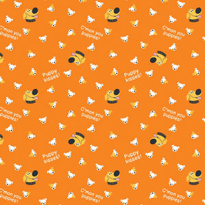 Disney Pixar Up Dug Days Collection - Puppy Kisses - Orange Fabric - 1/2 Meter - Cotton Fabric