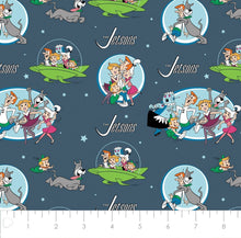 Load image into Gallery viewer, The Jetsons - Jetsons All Characters - Blue Fabric - 1/2 Meter - Cotton Fabric
