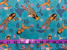 Load image into Gallery viewer, Disney Raya and the Last Dragon - Characters Toss - Teal Fabric - 1/2 Meter - Cotton Fabric
