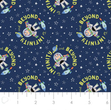Load image into Gallery viewer, Toy Story Let's Play - Buzz In Space - Navy Fabric - 1/2 Meter - Cotton Fabric
