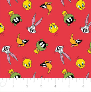 Looney tunes Red Flannel Fabric - 1/2 Meter